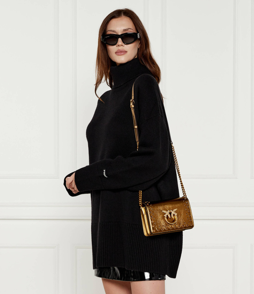 Кожаная сумка-мессенджер LOVE CLICK MINI Pinko - золотой(100067 A20H)