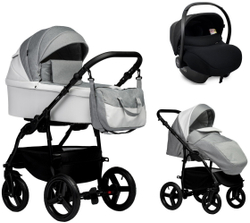 Детская коляска Indigo Impulse Eco 3 в 1 с автокреслом Avionaut Cosmo Ie03 белая кожа/серый