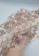 Кружево эластичное бежевый/кофейная роза К720