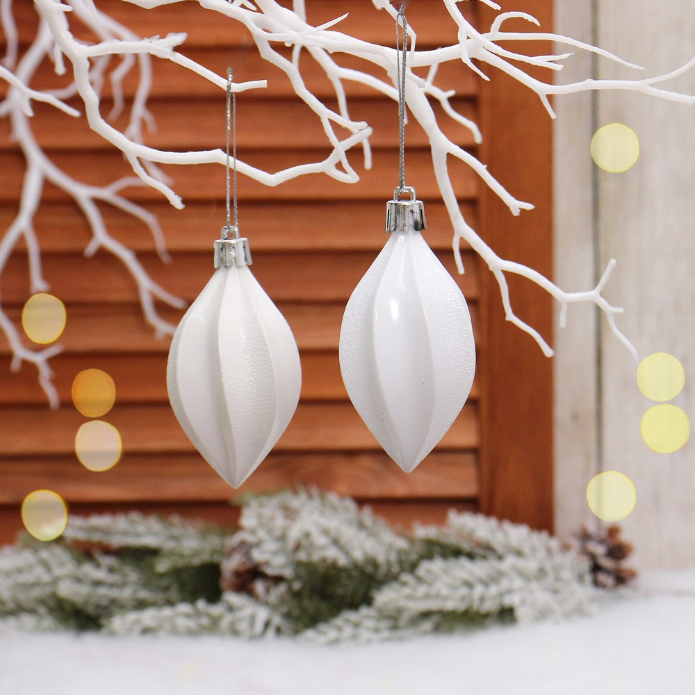 Ёлочные игрушки «Таинственное очарование» Капля 8 см (набор 2шт), белый