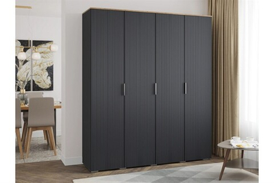 Распашной четырехсекционный шкаф Салерно 4 (МДФ) SF-019 Графит Серый графит 0162 РЕ 180*50*212 см, Серый   Фиеста