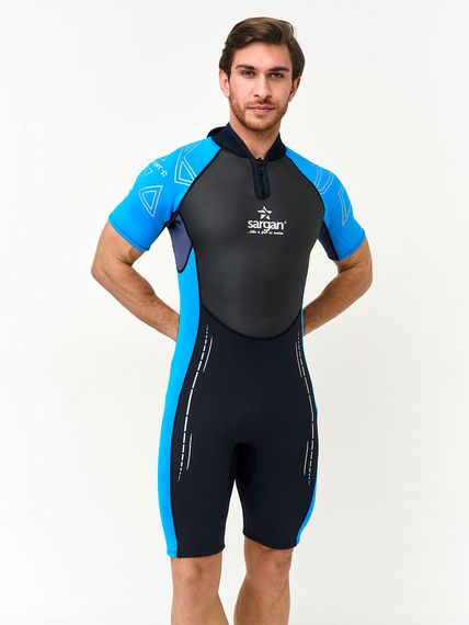 Гидрокостюм Sargan Nero 2.0 Shorty men 3 мм черно-голубой