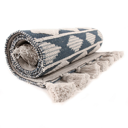 Ковер из хлопка синего цвета с геометрическим принтом Ethnic 70х160 Tkano