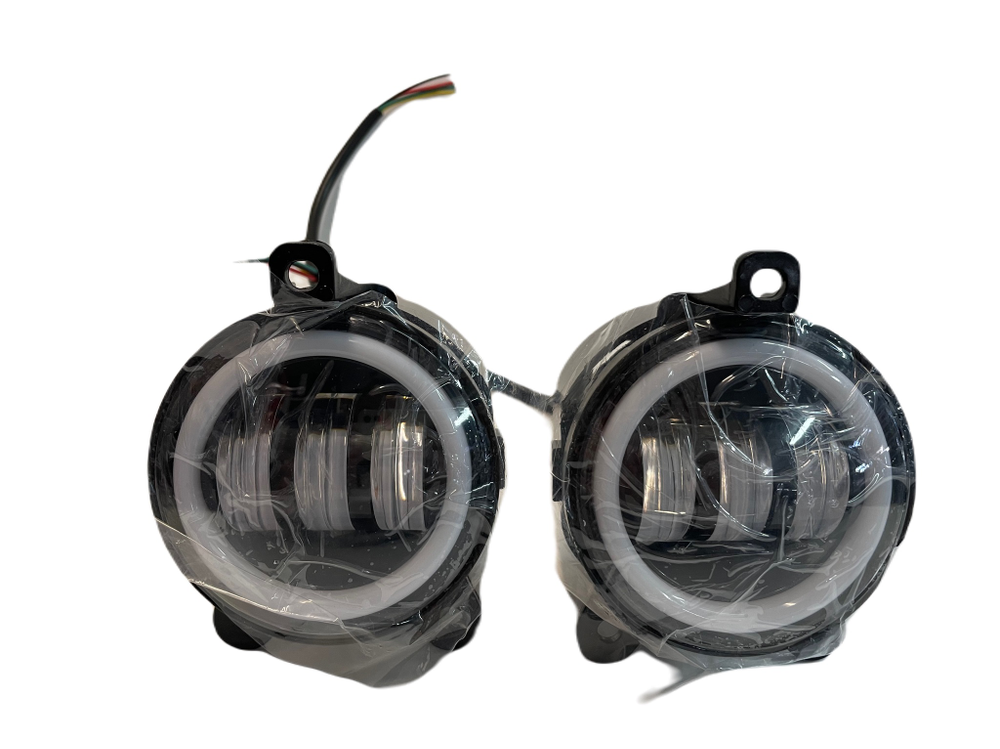 Противотуманные фары 30W 12/24V 3 дисковых линзы 90мм +св/д кольцо кругл. "Приора" 2шт