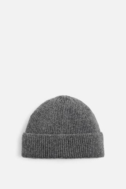 ZARA КОРОТКАЯ ШАПКА БИНИ ИЗ СМЕСОВОЙ ШЕРСТИ, СЕРЫЙ