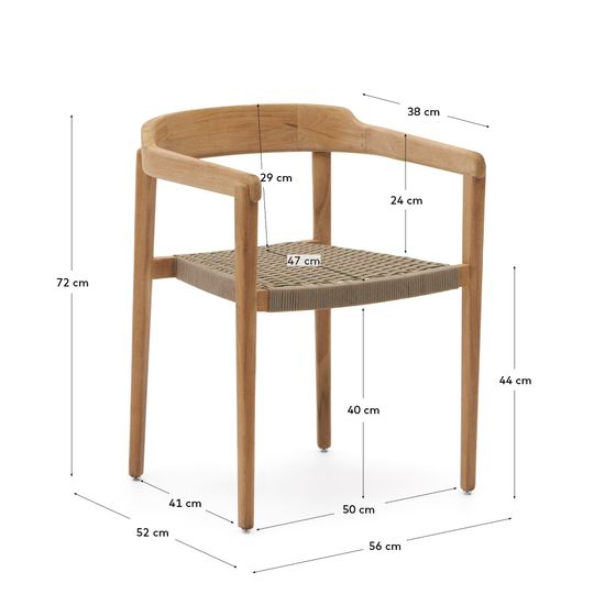 Стул Icaro из массива тикового дерева с натуральной отделкой и веревочным шнуром Испания La Forma