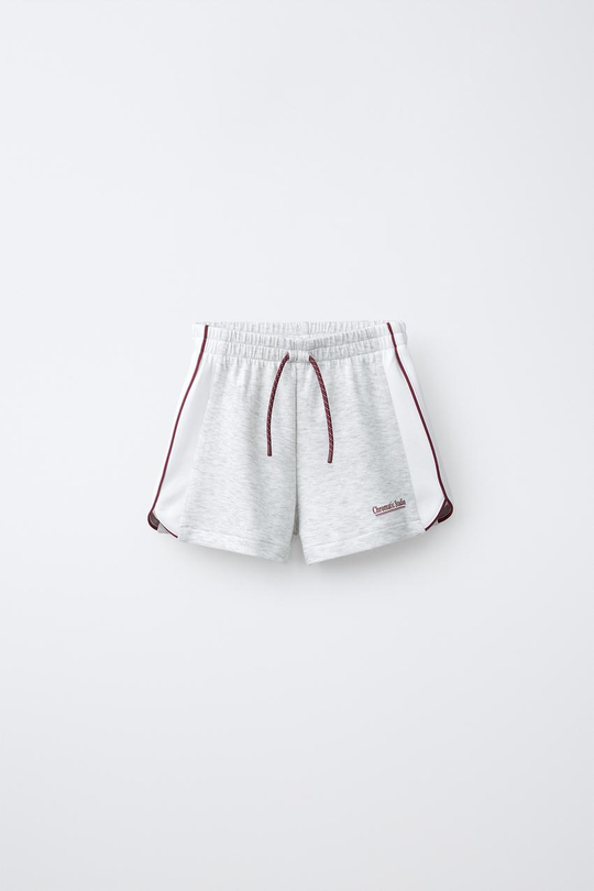 ZARA СПОРТИВНЫЕ ШОРТЫ-БЕРМУДЫ С КОНТРАСТНЫМИ ЭЛЕМЕНТАМИ, СЕРЫЙ МЕЛАНЖ