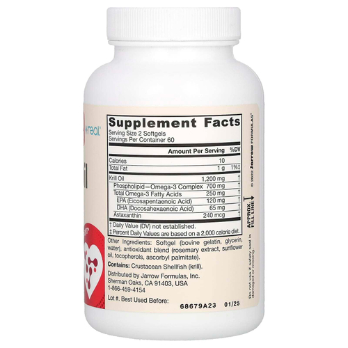 Jarrow Formulas, Масло криля, 120 капсул (600 мг в каждой капсуле)