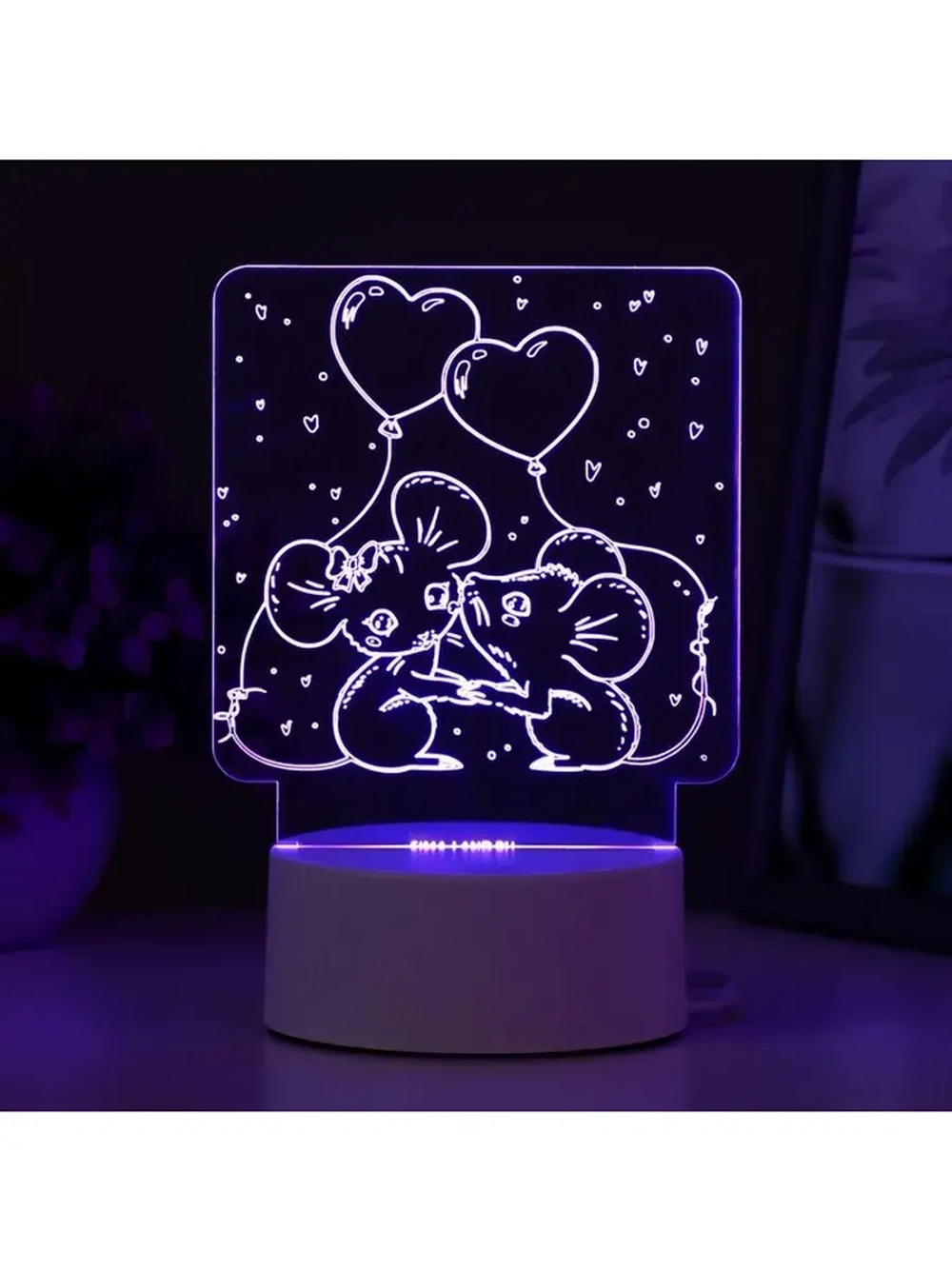 Светильник 3D ночник RISALUX «Мышата», LED RGB, от сети, 11.