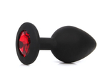 Анальная втулка черная с кристаллом Medium красный 8 см