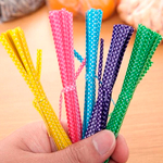 500 скрутиков-прутиков 10 см с рисунком Горошек в пластмассовой оболочке