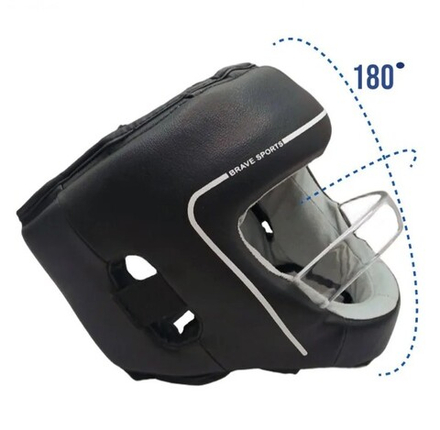 Шлем для бокса с защитной планкой для носа и скул черный