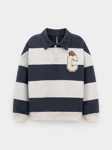 джемпер  для мальчика  КР 302898/св.бежевый,тем.синий,полоска к574