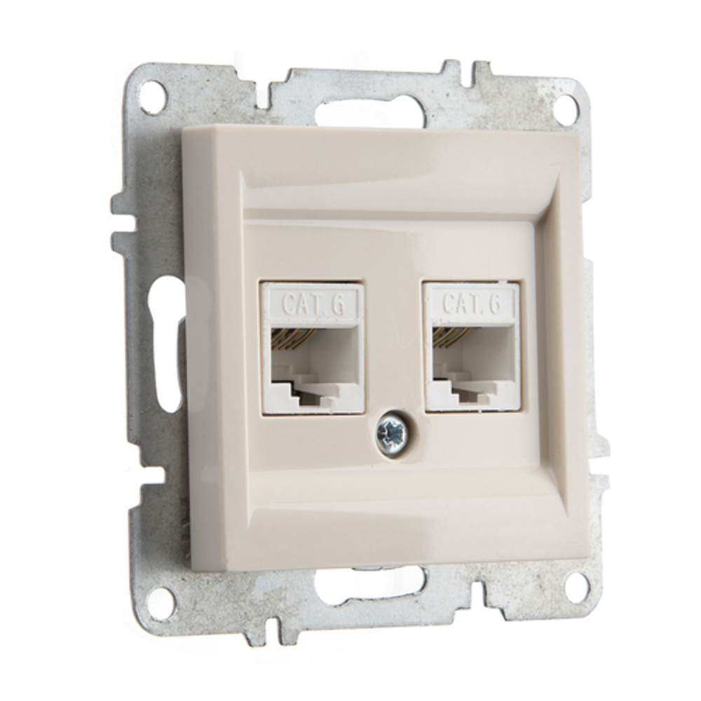 Розетка компьютерная ARVIA Electric, кат. 6, 2 гнезда, слоновая кость 50021000248