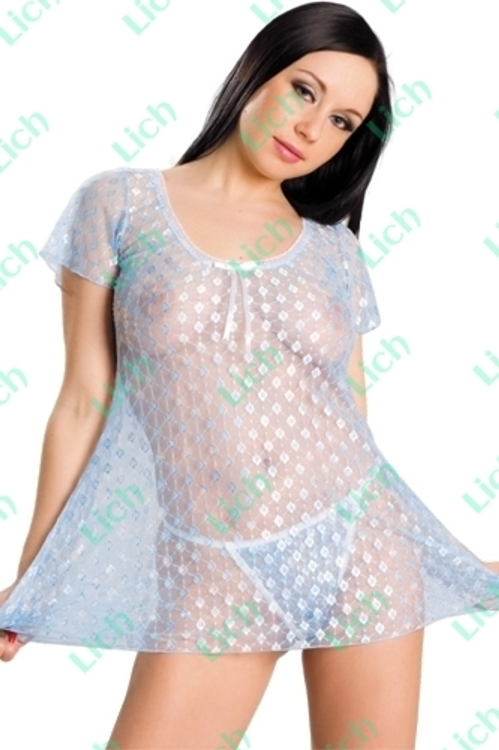 Сорочка в горошек в комплекте с трусиками-стринг