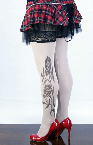 Чулки тату (3) Роза