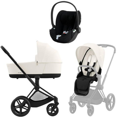 Коляска 3 в 1 Cybex Priam IV Matt Black complete и автокресло Cloud T i-Size Sepia Black Plus Off White