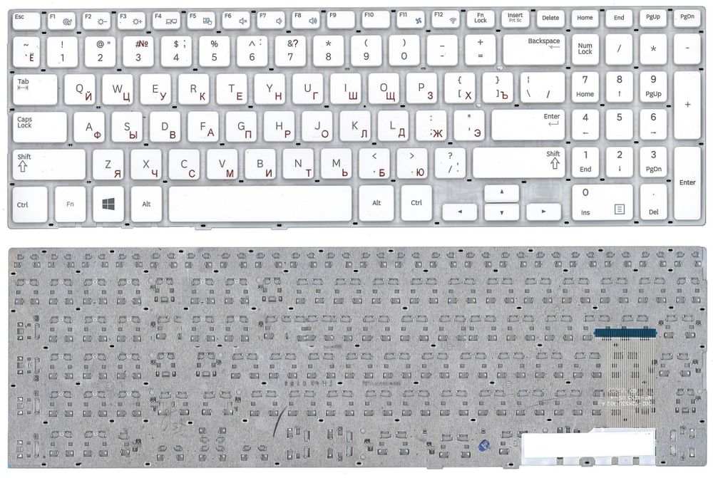 Клавиатура для ноутбука Samsung NP370R5E, NP450R5E, NP450R5V, NP510R5E Series, без топ-кейса, белая