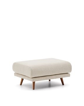 Пуф для ног Karin из бежевой синели с ножками из бука в отделке орех, 90 x 70 см