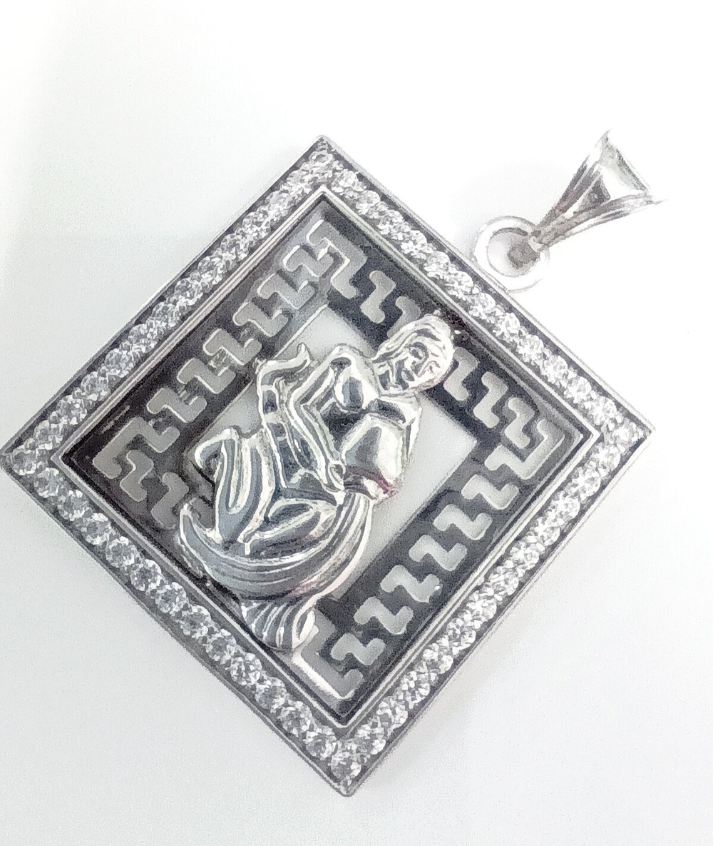 Подвеска ювелирная "Водолей", серебро 925 пробы, родированная, с фианитом/Ф