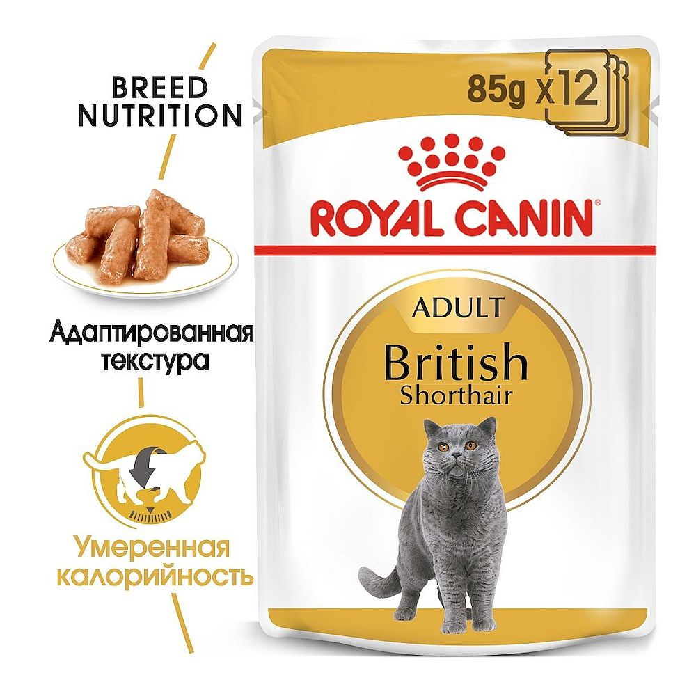 Влажный корм Royal canin British Shorthair для кошек породы Британская короткошерстная, кусочки в со