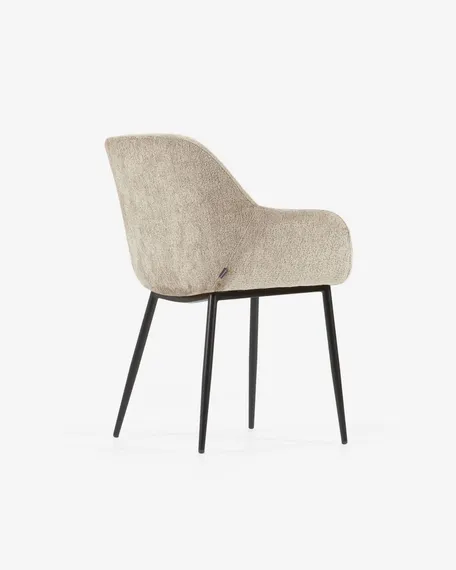 Стул Konna бежевый меховой шенилл | La Forma | Испания | Купить в Hallberg.ru