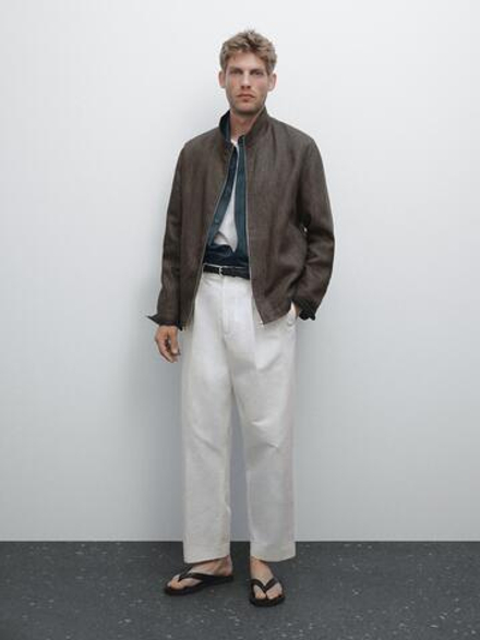 Massimo Dutti Брюки-баллоны с двойными вытачками, кремовый