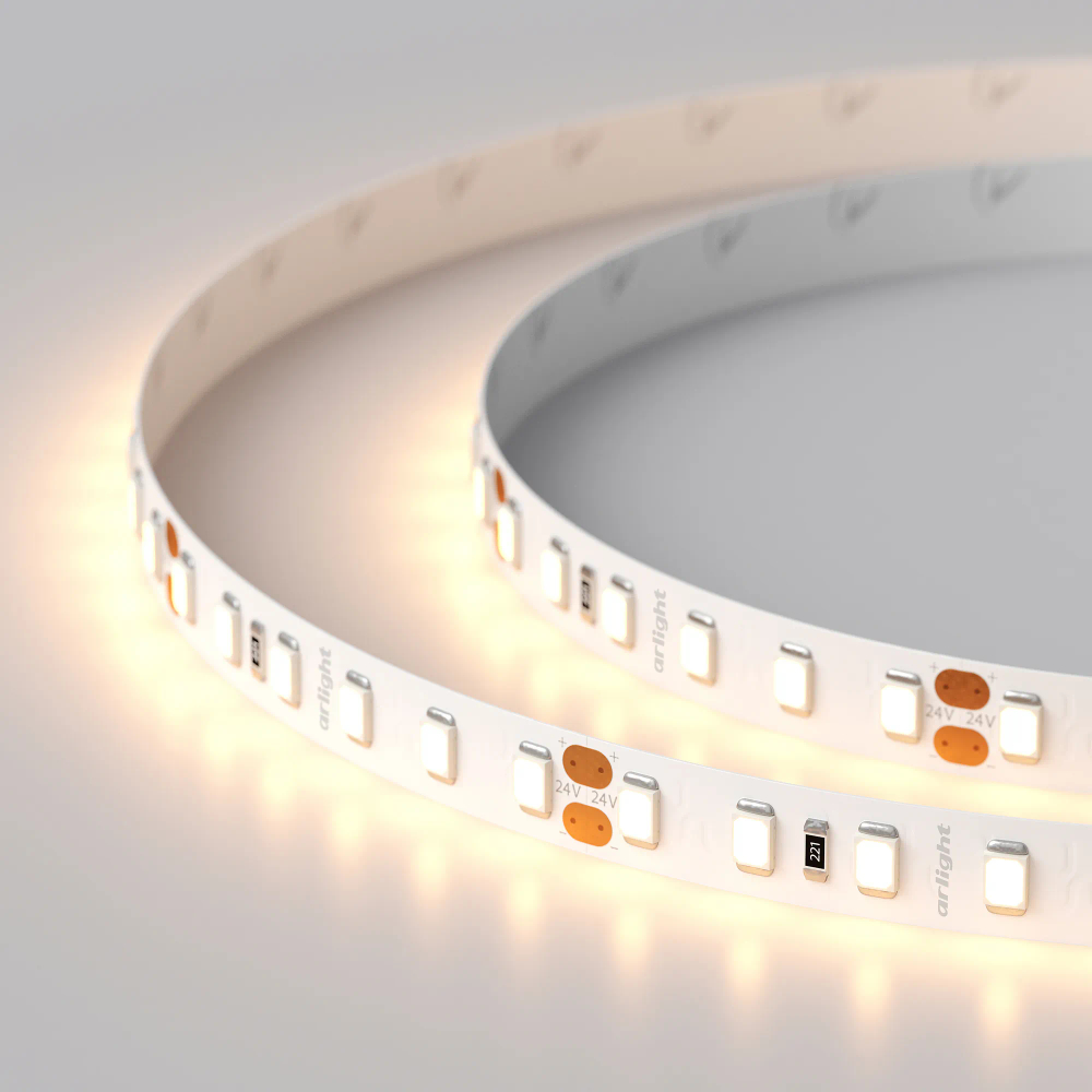 Светодиодная лента RT 2-5000 24V Warm2700 2x (2835, 600 LED, PRO) (Arlight, 14.4 Вт/м, IP20) 015699