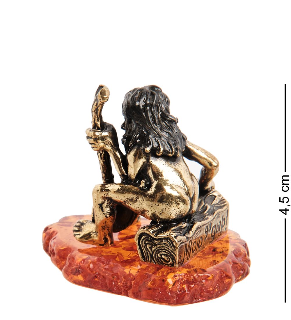 Народные промыслы AM-1508 Фигурка «Дед Банщик» (латунь, янтарь)