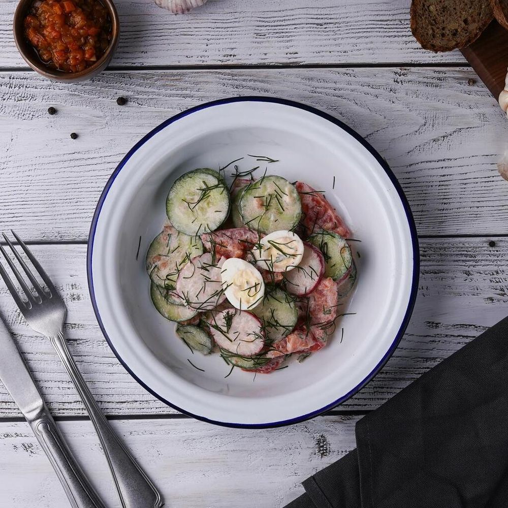 Салатник 700 мл d 21 см h3,9 см Blue Rim эмалированая сталь SUNNEX [1]