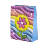 Пакет подарочный бумажный Alingar, (L+) 26х32х10 см, вертикальный, "Объемный цветочек", матов. ламинация, эффект 3D, ассорти
