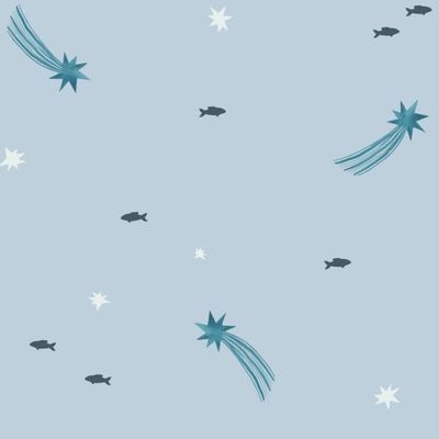 Рыбы и звезды на светло-голубом фоне