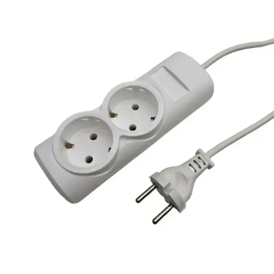 Удлинитель сетевой, ГОСТ, ПВС 2*0,75, 2 гнезда, 3м, сертифицированный, белый