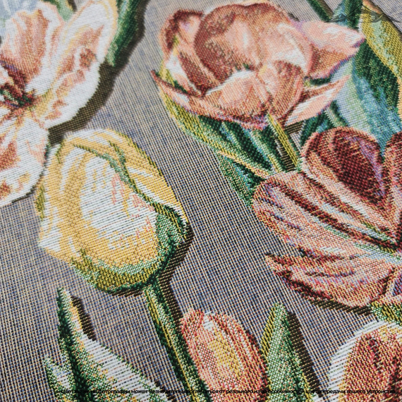 Гобелен &quot;тюльпаны зеленый&quot; | ш.160 см | 350 г/м² | полиэстер 51%/хлопок 49%