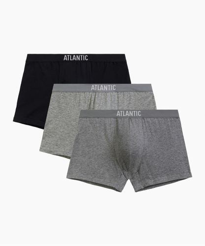 Мужские трусы шорты Atlantic, набор из 3 шт., хлопок, черные + серый меланж + темно-серый меланж, 3MH-011
