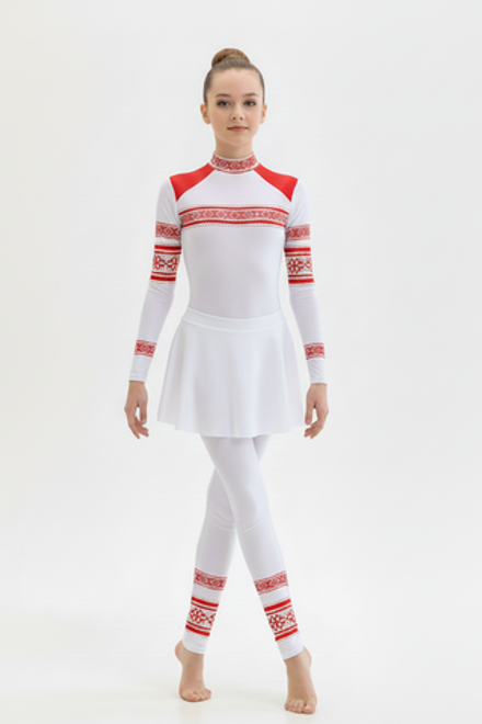 Комбинезон для воздушной гимнастики со съемной юбкой "Русская красавица"