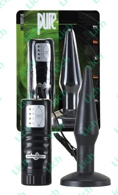 Черная анальная пробка с вибрацией Pure