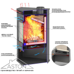 Печь-Камин ASTON 11кВт (180 м3) угловой Ø 150мм (Амфиболит)