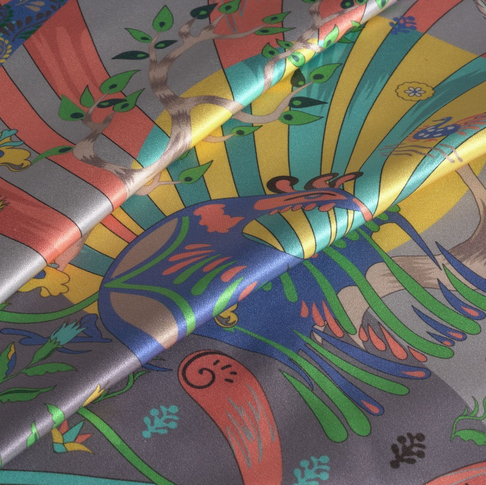 Наволочка 50x70 Mollen Алконост светло-серая шелковая