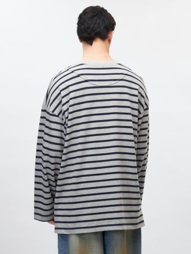 Серый хлопковый лонгслив PURE в полоску