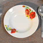 Тарелка 200мм глубокая форма Идиллия Маки красные