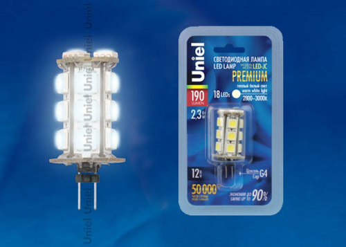 LED-JC-12/2,3W/WW/G4 190lm Corn Лампа светодиодная. Упаковка блистер