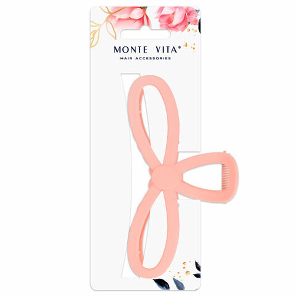 Краб для волос 12,5 см, soft-touch, розовый, MONTE VITA, 457011