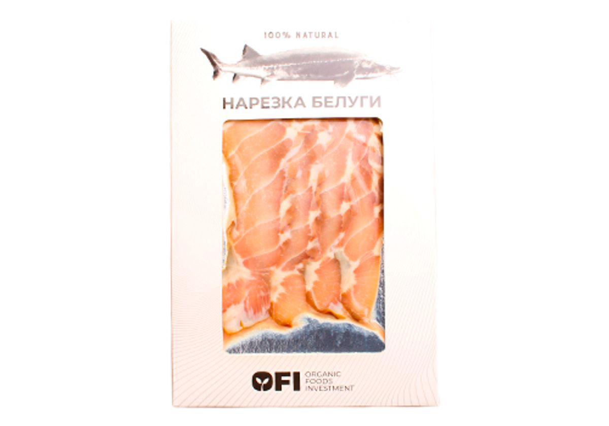 Белуга холодного копчения, нарезка, 100г