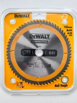 DeWalt Диск пильный 165 x 20; 64 зуб.