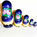Матрешка авторская "Цветочная Боярыня" с потальным золочением фиолетовое платье 5 в 1; Высота 19 см.