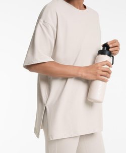 Oysho Футболка из смесового хлопка, каменный