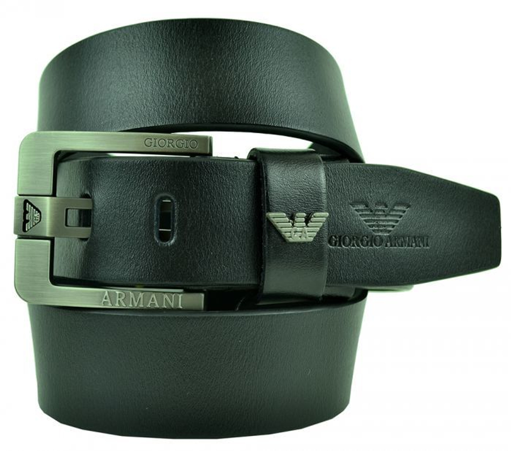 Ремень мужской из кожи для джинс чёрный Armani (копия) 40 мм 40brend-KZ-279