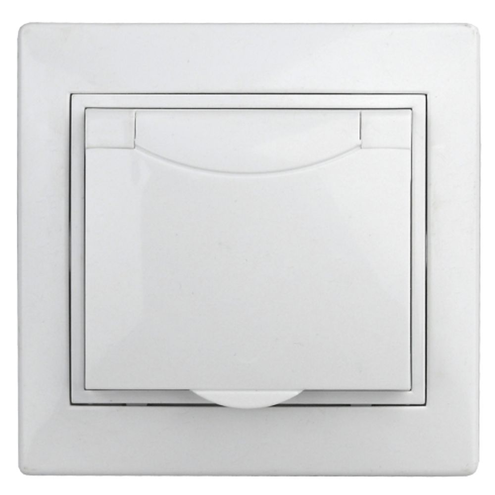 Розетка Intro Plano 1-209-01 с заземлением 2P+E Schuko с крышкой штор. 16А-250В IP20 скрытой установки IP44 белый | Intro Plano Белый