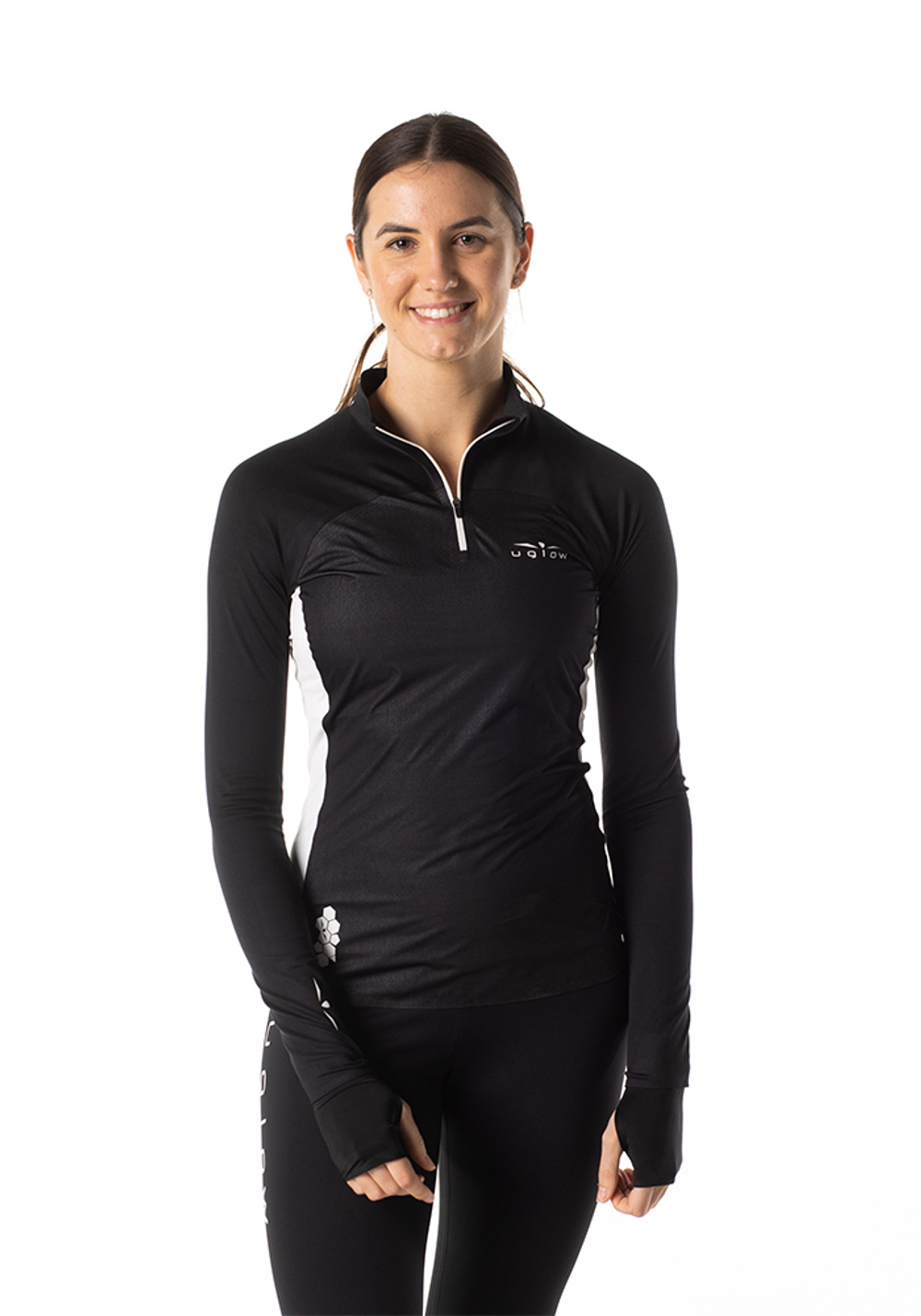 ЛОНГСЛИВ С МЕМБРАННОЙ ВСТАВКОЙ ЖЕНСКИЙ 1/2 ZIP LONG SLEEVE WIND BREAKER | BLACK